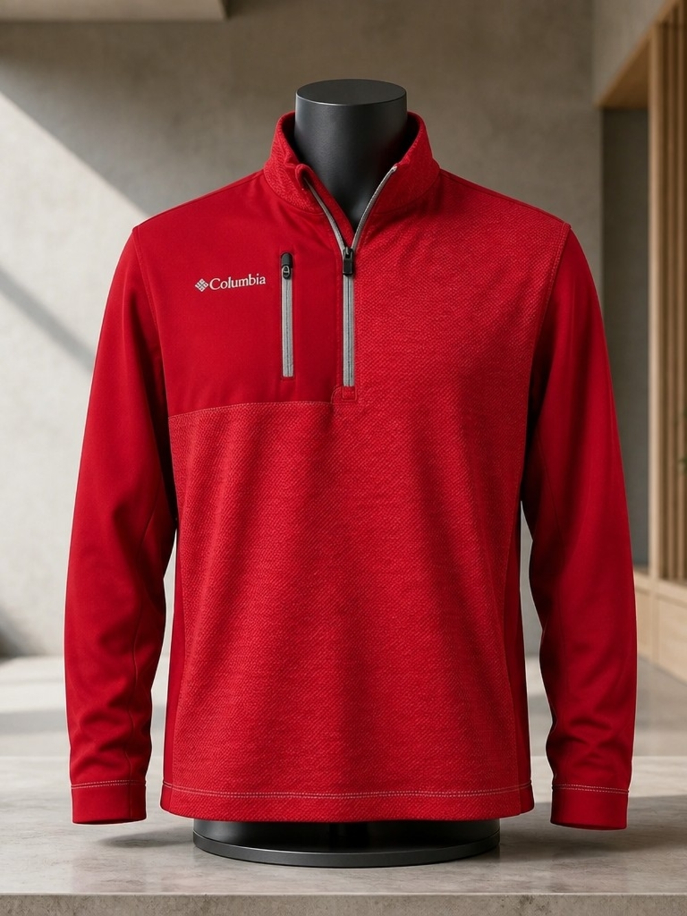 Columbia Men's Bright Red Half-Zip Pullover Jacket